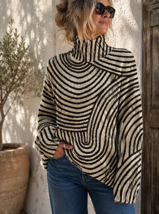 Jehona Striped Roll Neck Turtleneck Sweater