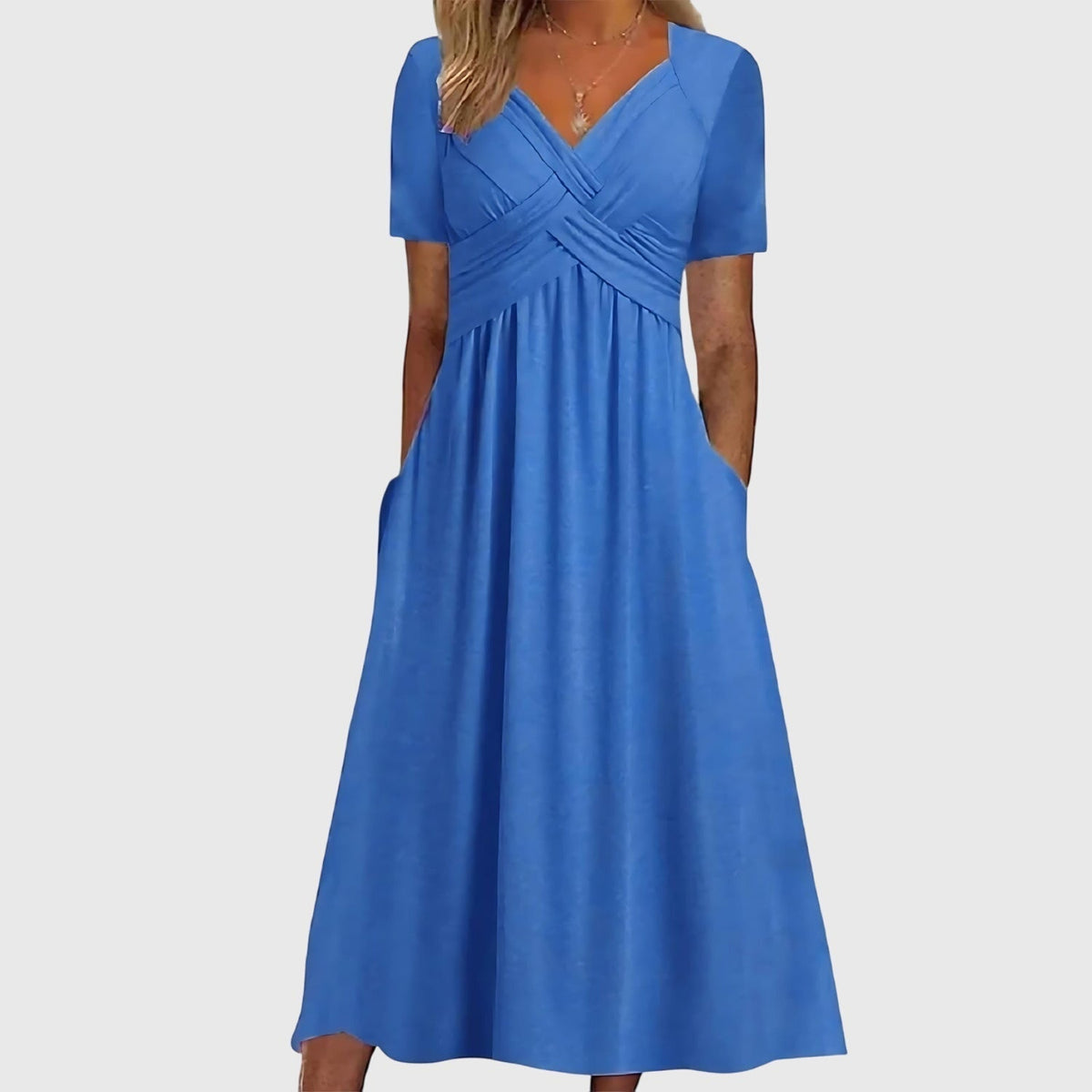 Haudree Wrap V-Neck Midi Dress