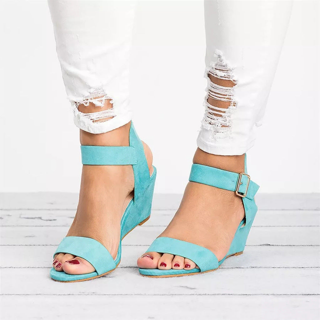 Phaidra Wedge Sandals with Open Toe and Ankle Strap