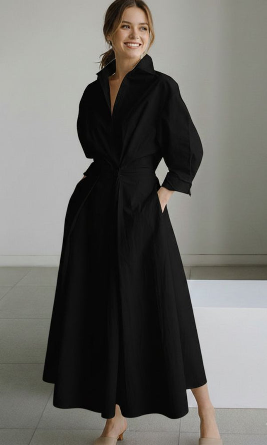 Timarete Maxi Shirt Dress with Belt and Long Sleeves