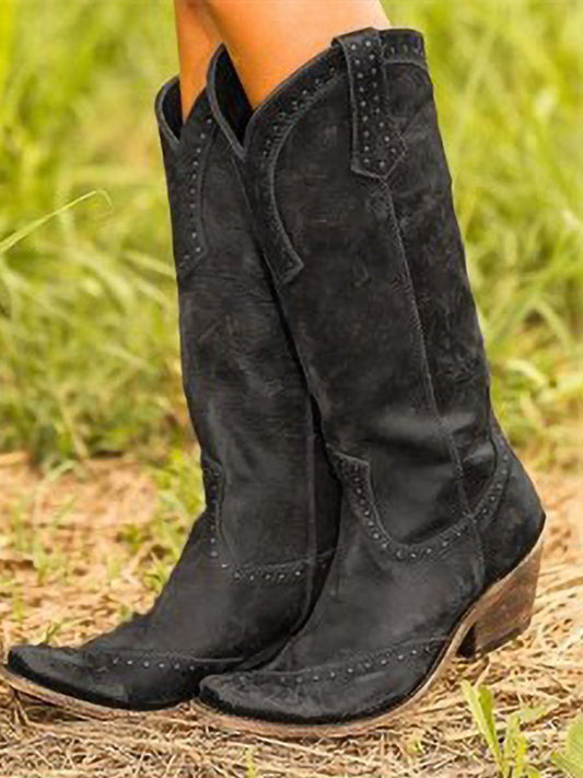Doireann Studded Knee-High Cowboy Boots
