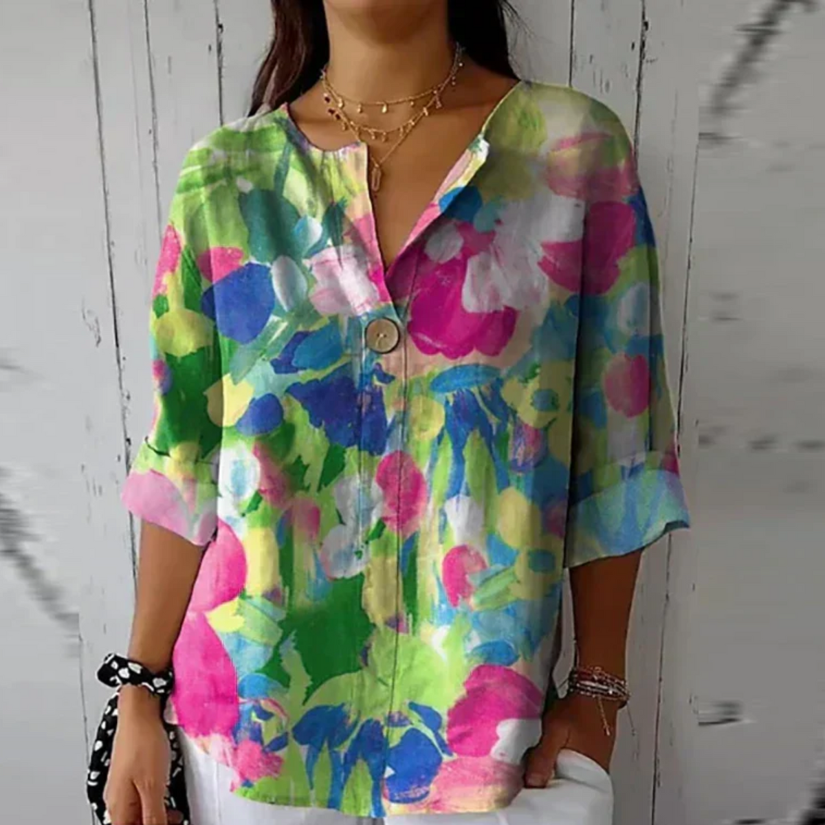 Slawomira Floral V-Neck Blouse