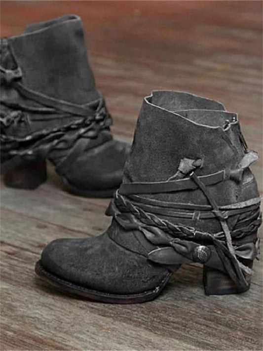 Lacramioara Lace-Up Braided Ankle Boots