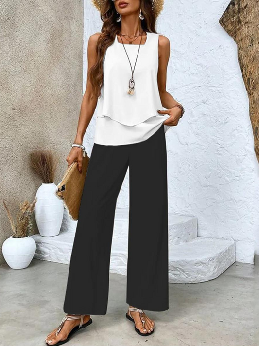 Gertruda Wide Leg Leaf Print Pants Set