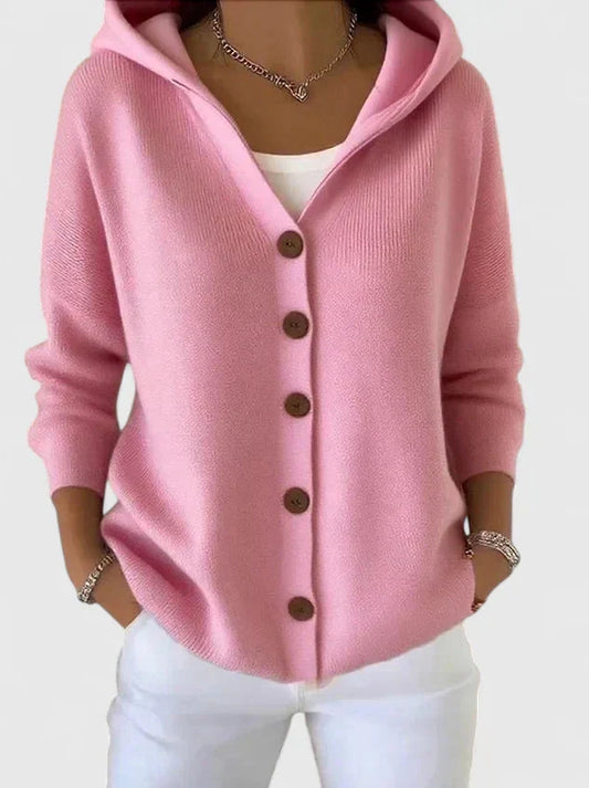 Oudine Button-Up Hooded Cardigan