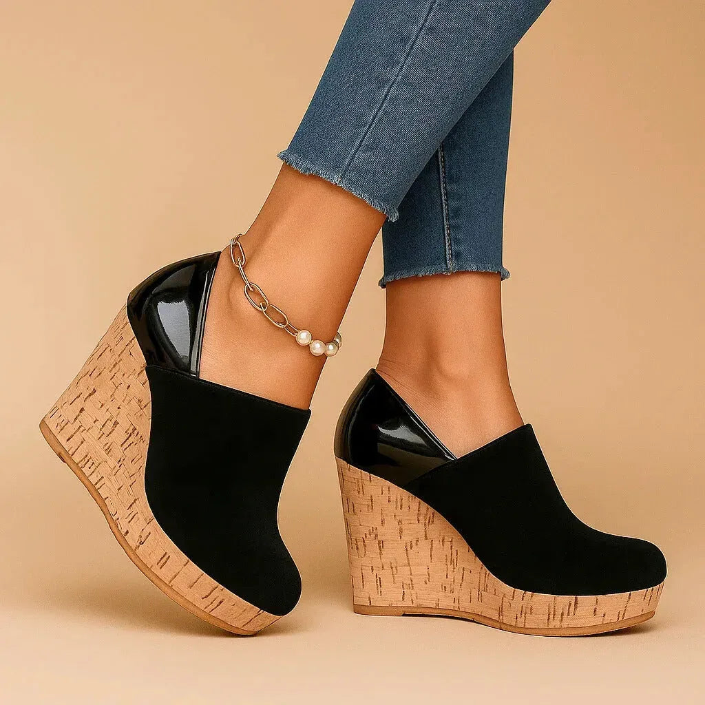Nynke Platform Wedge Ankle Booties
