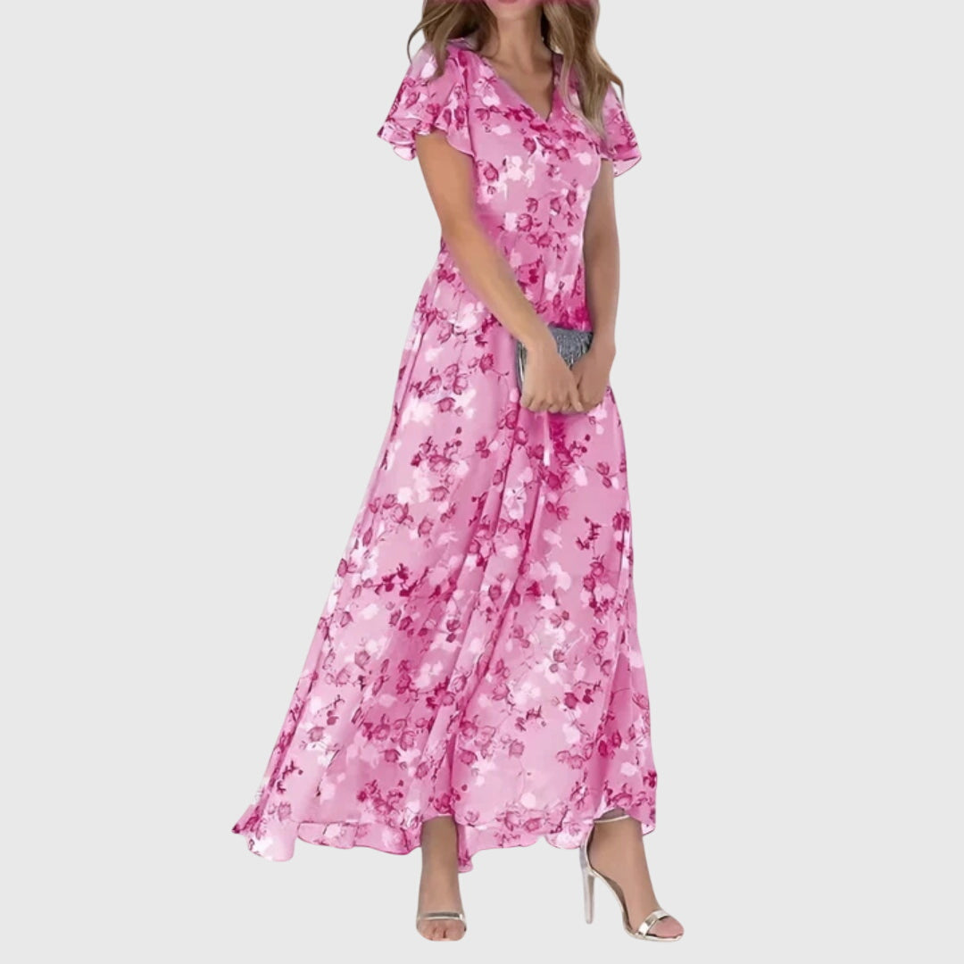 Mencia Floral Maxi Dress with V-Neck