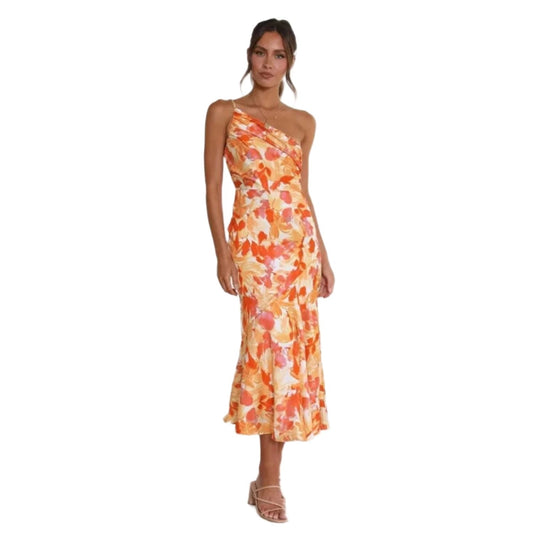 Radoslawa Floral One-Shoulder Asymmetrical Maxi Dress