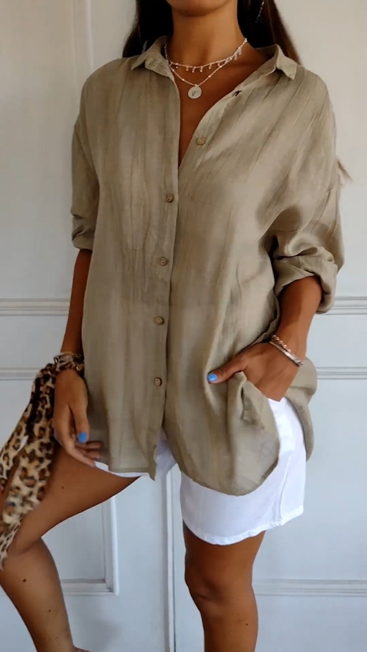 Ysoie Linen Oversized Button-Down Shirt