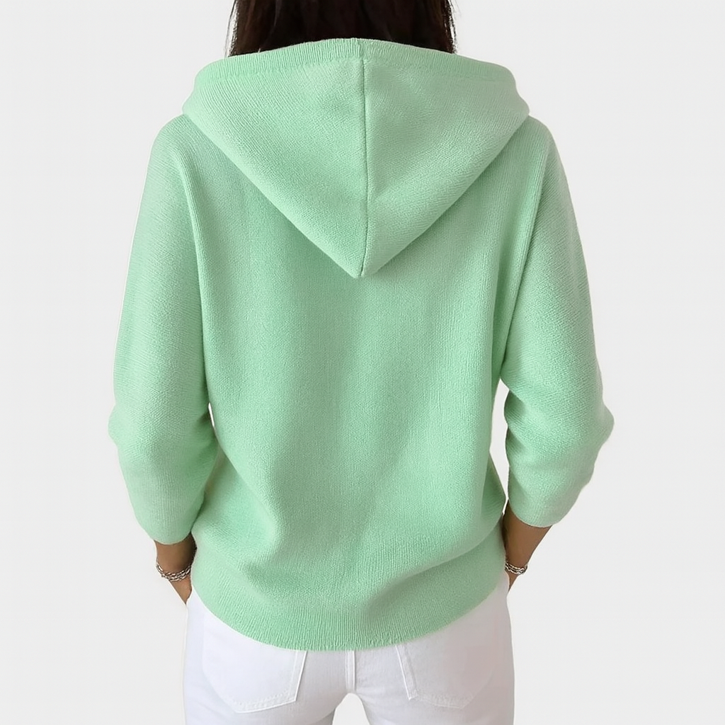 Oudine Button-Up Hooded Cardigan