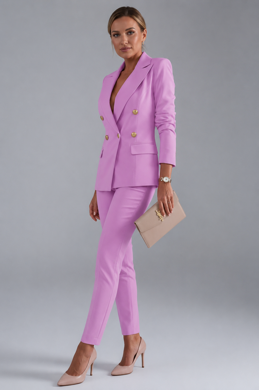 Thiephaine Double-Breasted Blazer Suit Set