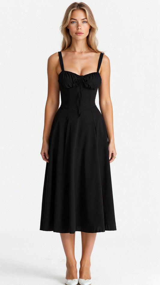 Muireann Floral Midi Dress with Sweetheart Neckline