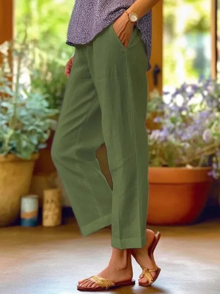 Ermesinde Linen Tapered Cropped Trousers