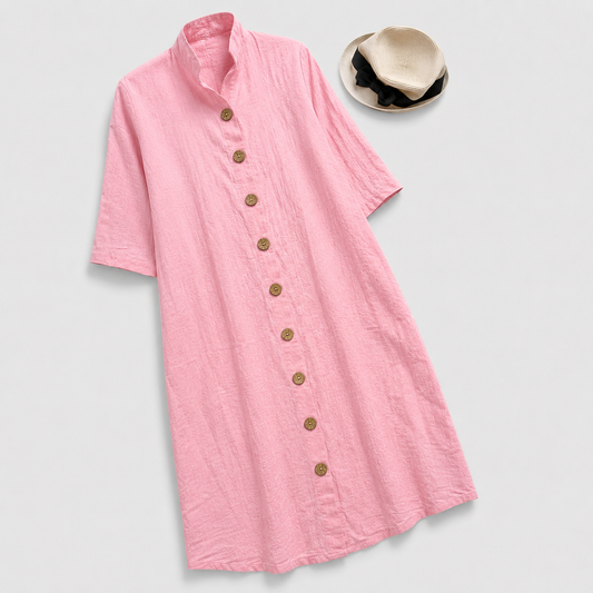 Emmelot Linen Button-Down Midi Shirt Dress