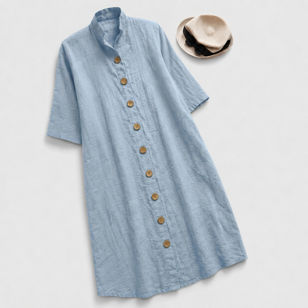 Emmelot Linen Button-Down Midi Shirt Dress
