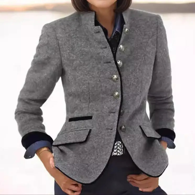 Amauberge Lapel Blazer with Contrast Trim