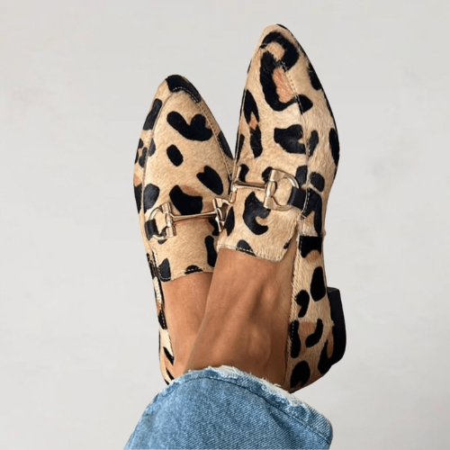 Eilidh Animal Print Loafers with Buckle Detail
