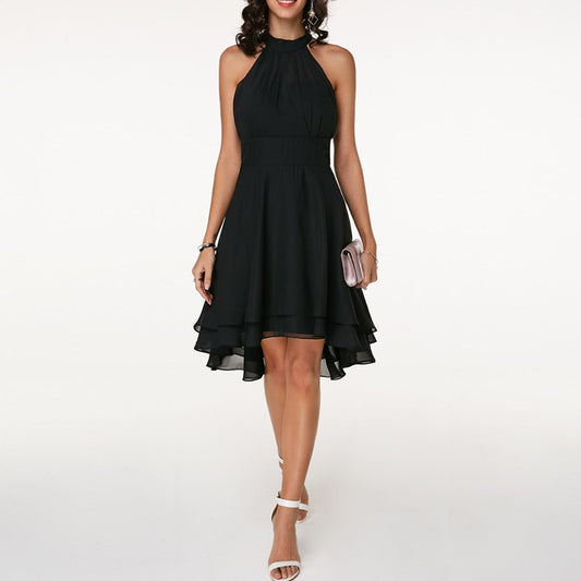 Nikandra Ruffle A-Line Dress with Halter Neck