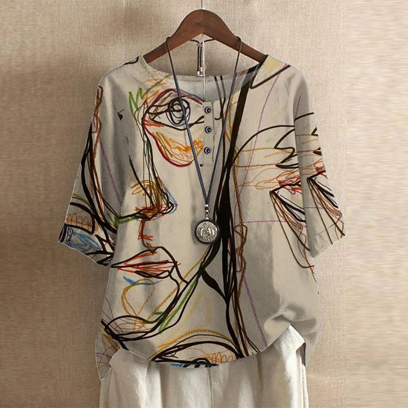 Padmini Floral Print Blouse with Oversized Fit