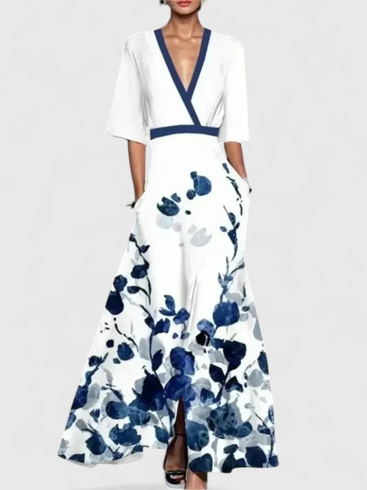 Justamende V-Neck Floral Maxi Dress
