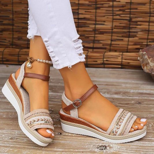 Zabetta Platform Ankle Strap Wedge Sandals