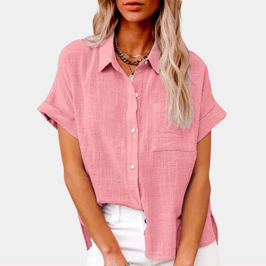 Donatella Button-Down Shirt with Short Sleeves
