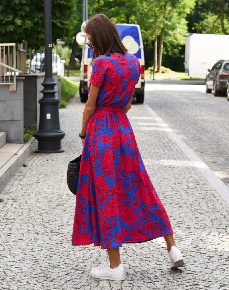 Balthilde Floral V-Neck Wrap Midi Dress