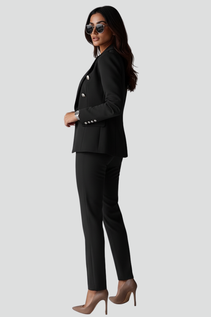 Gondree Double-Breasted Blazer and Straight Leg Trouser Set