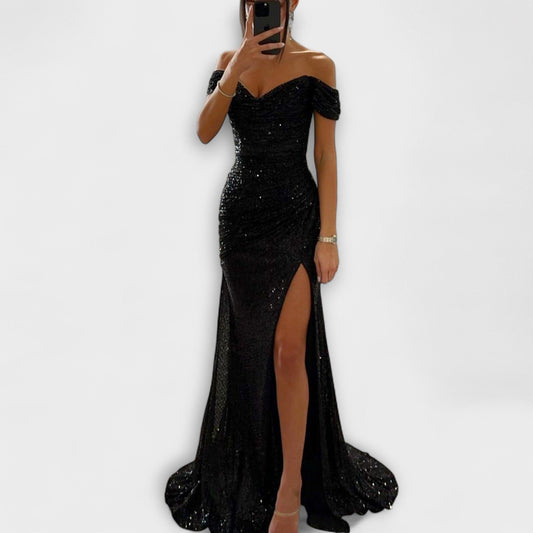 Ysabeau Glitter Off-Shoulder Maxi Dress for Galas