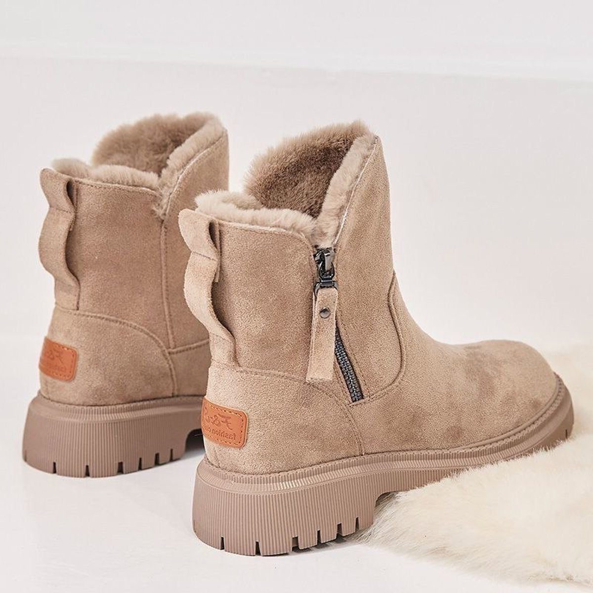 Ermentrude Fleece-Lined Suede Slip-On Ankle Boots