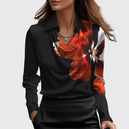 Yvonne Cowl Neck Long Sleeve Satin Blouse