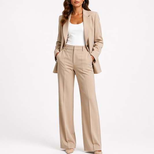 Poncette Straight Leg Blazer and Pants Set