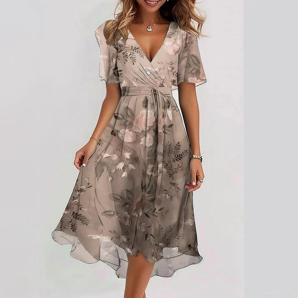 Kyllikki Floral Wrap V-Neck Midi Dress