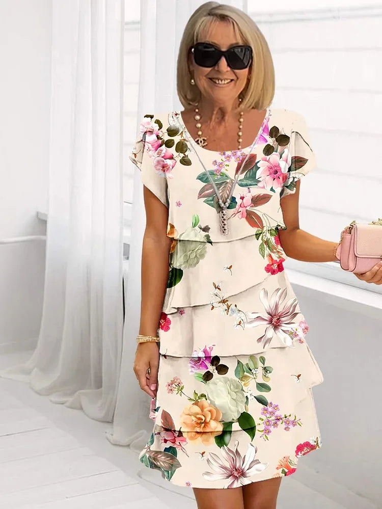 Ludmila Pleated A-Line Floral Dress