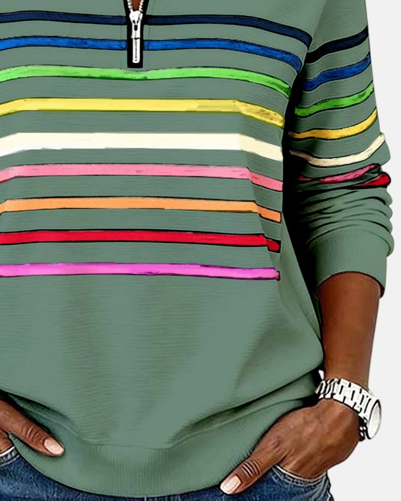 Thordis Striped Half-Zip Sweatshirt