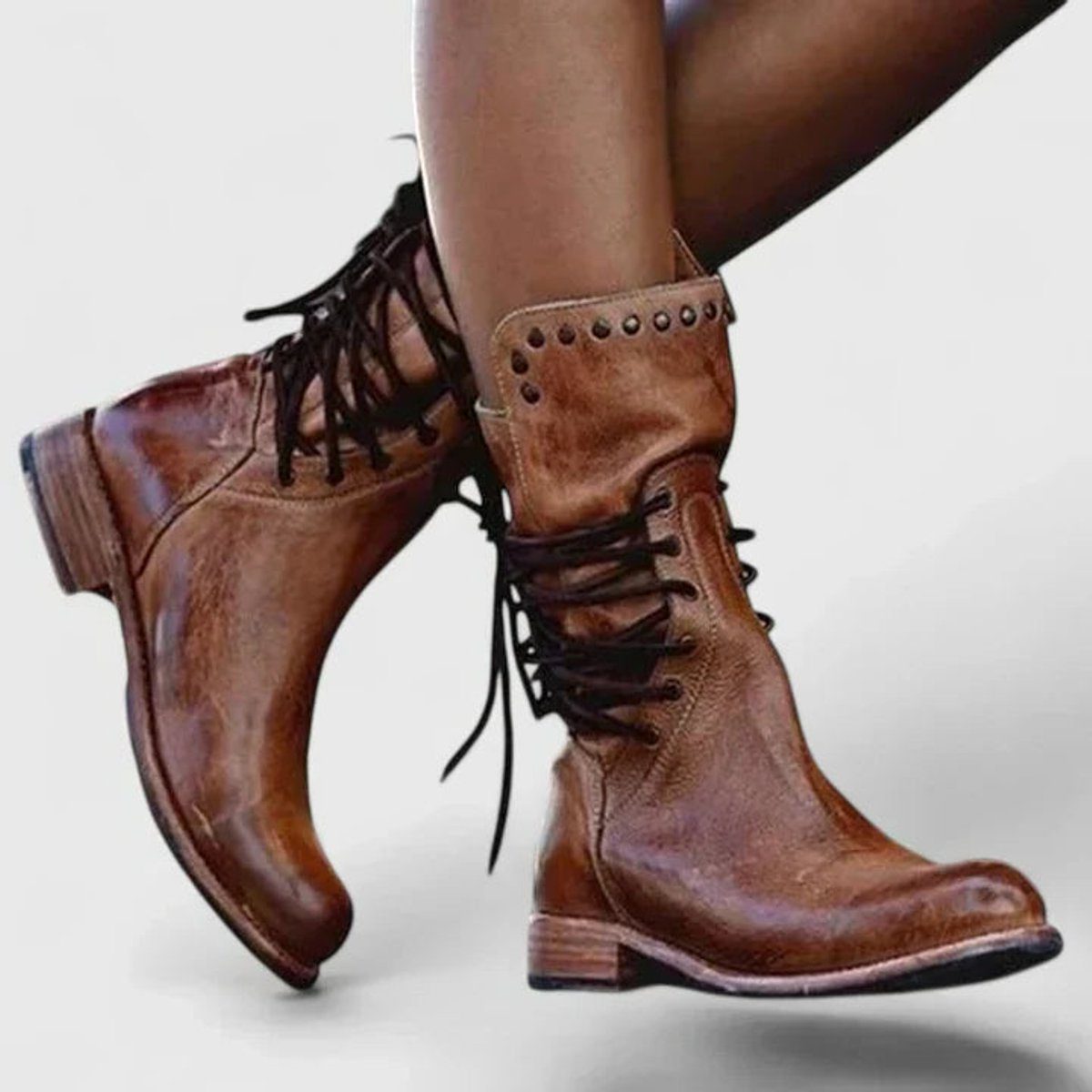 Berthilde Block Heel Lace-Up Boots for Everyday