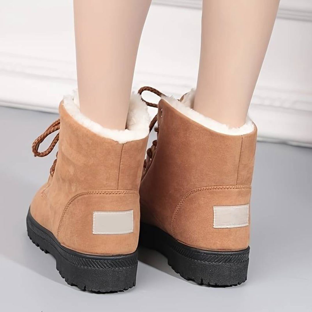 Isemberge Fur-Lined Lace-Up Ankle Boots for Winter