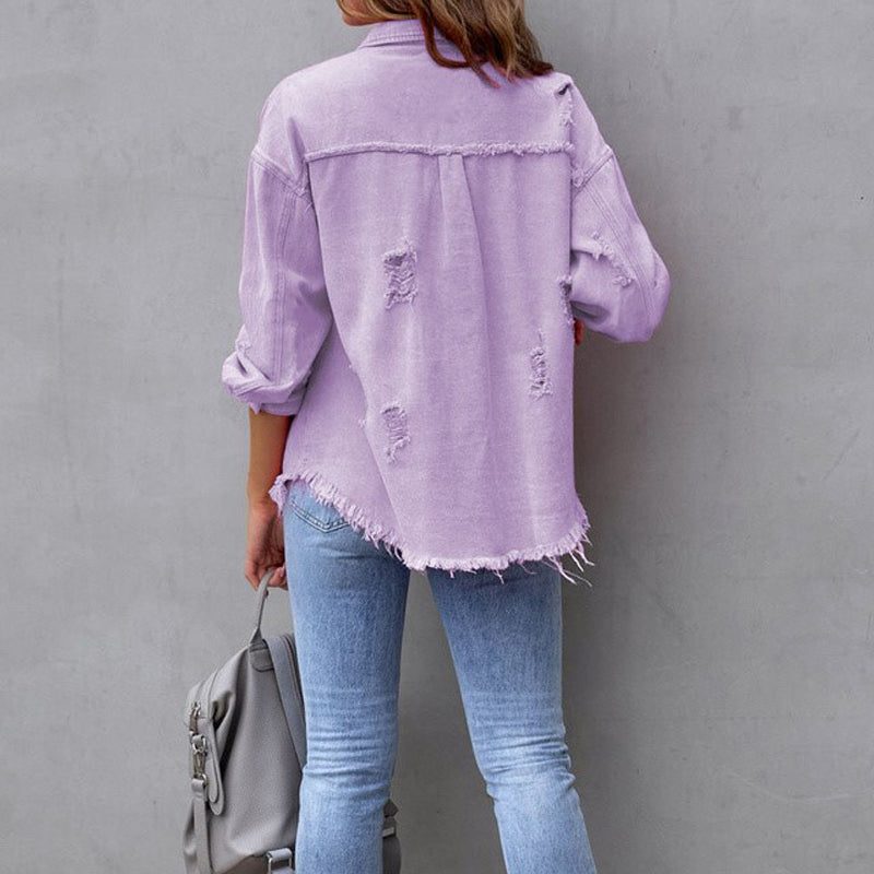 Mabilia Distressed Oversized Denim Jacket