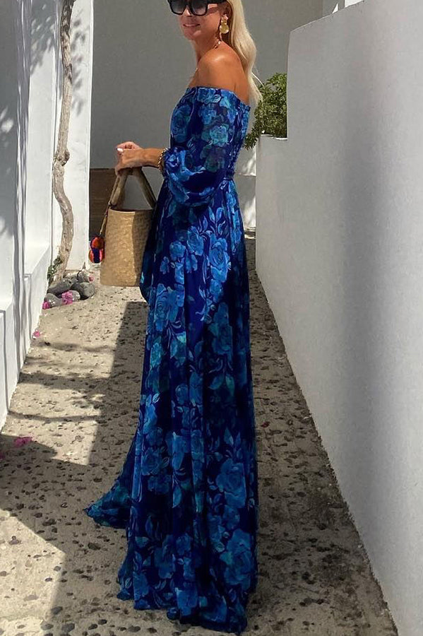 Anoush Floral Wedding Guest Off-Shoulder Maxi Dress