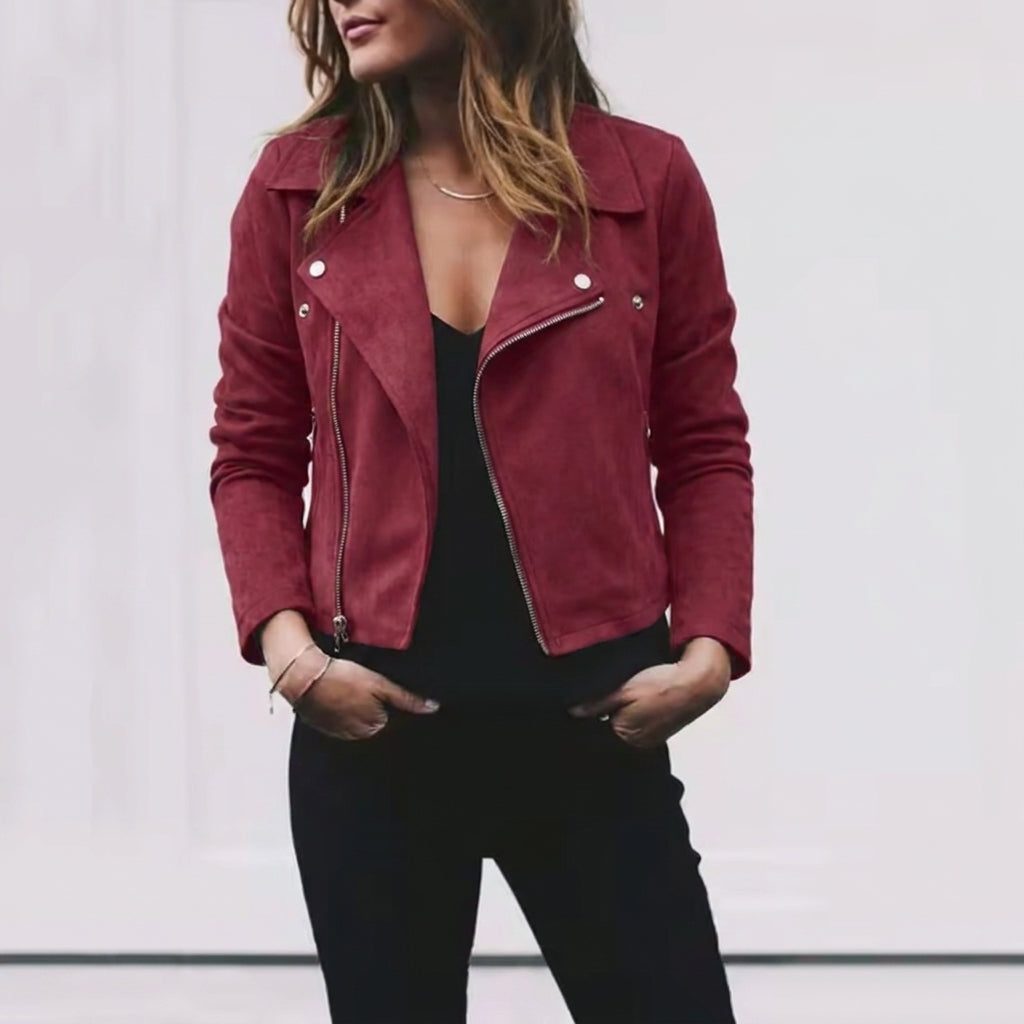 Maheude Suede Cropped Jacket with Lapel