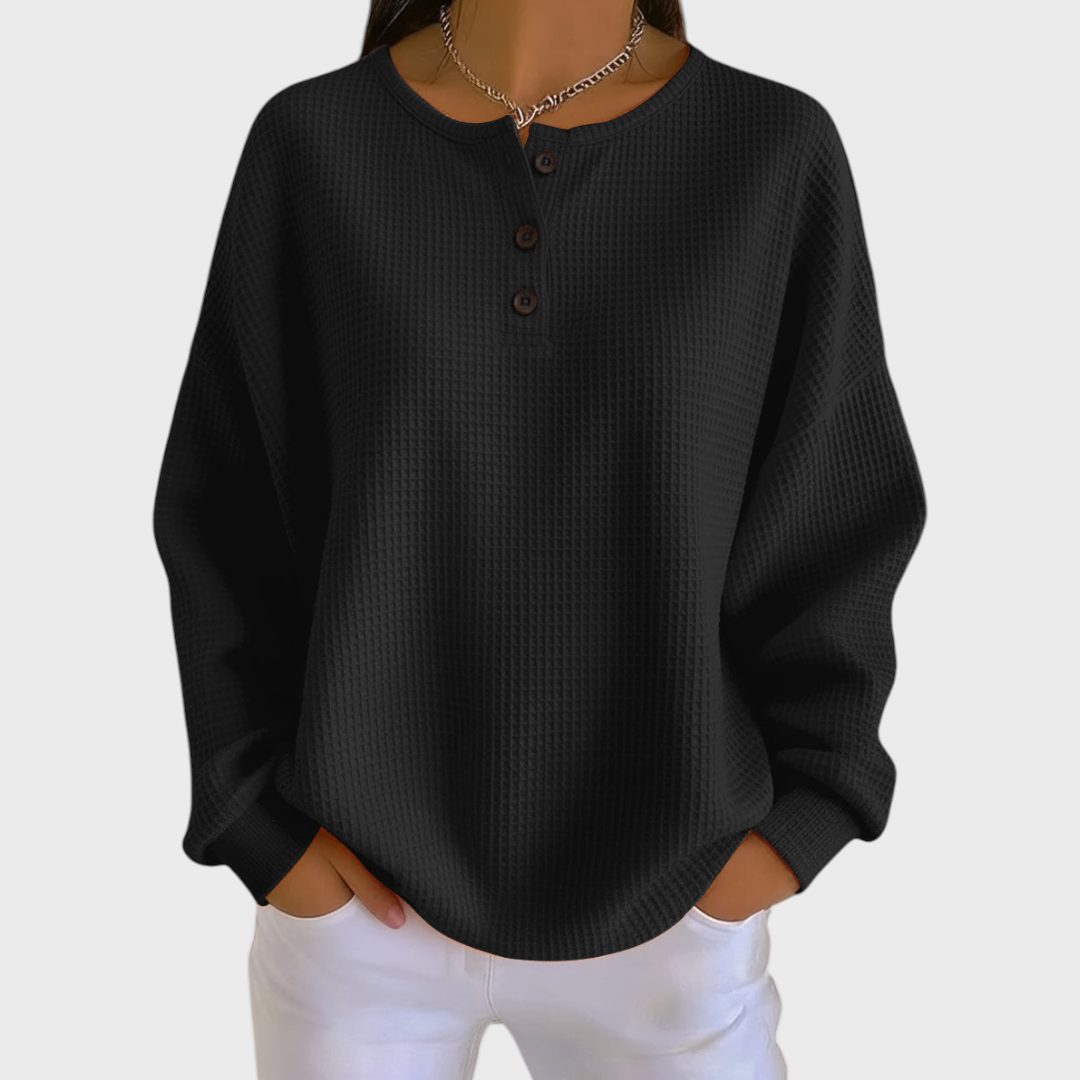 Lauretta Waffle Knit Pullover for Everyday, Crew Neck