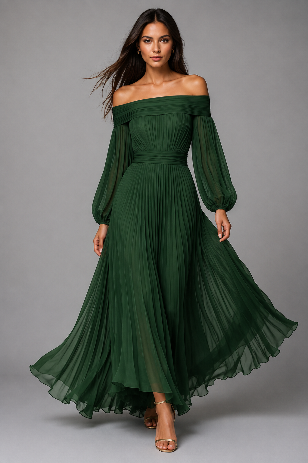 Ulfrede Off-Shoulder Pleated Maxi Dress for Weddings