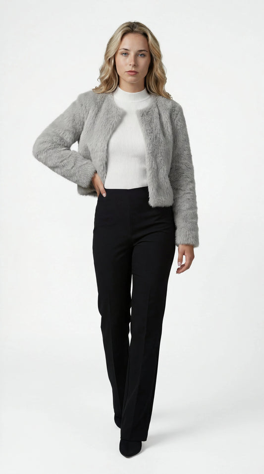 Aliette Faux Fur Cropped Shrug Jacket