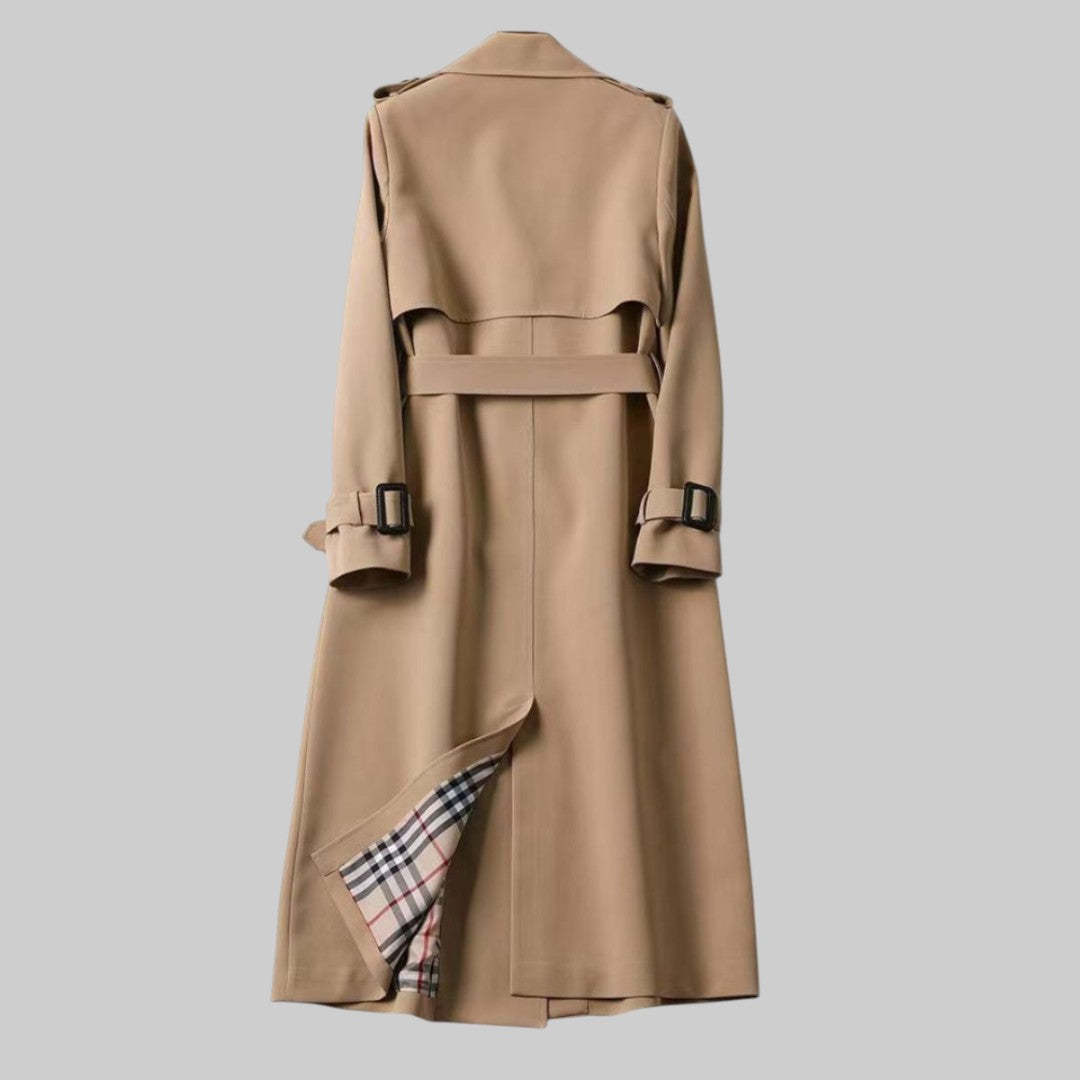 Kazuko Double-Breasted Trench Coat with Belt