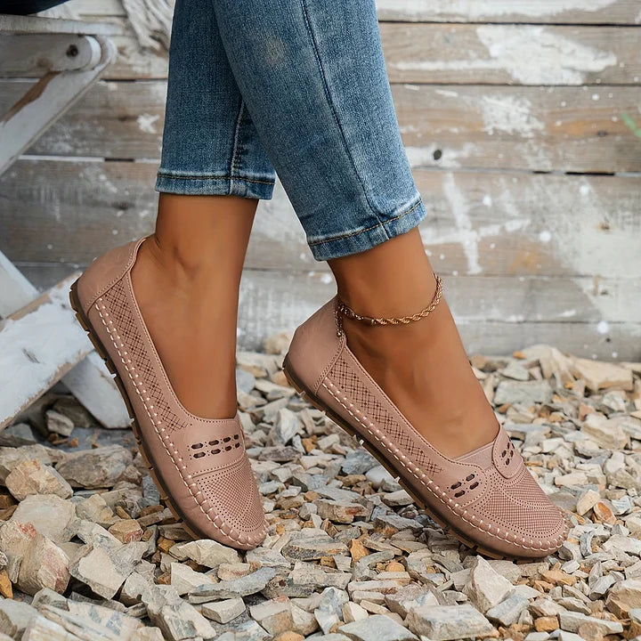 Latifa Perforated Mary Jane Flats