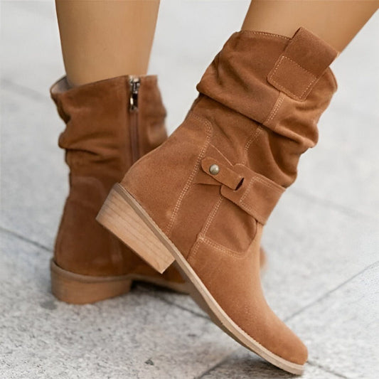 Adalgise Slouchy Block Heel Mid-Calf Boots