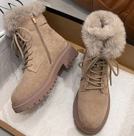 Ragnhilde Faux Fur Collar Snow Boots for Winter