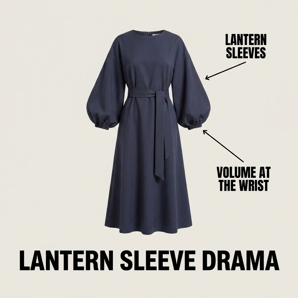 Thekla Belted Midi Dress with Lantern Sleeves