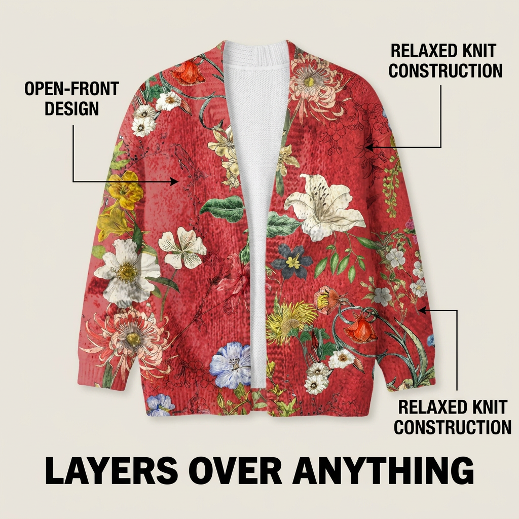 Ceinwen Button-Down Floral Print Cardigan Sweater