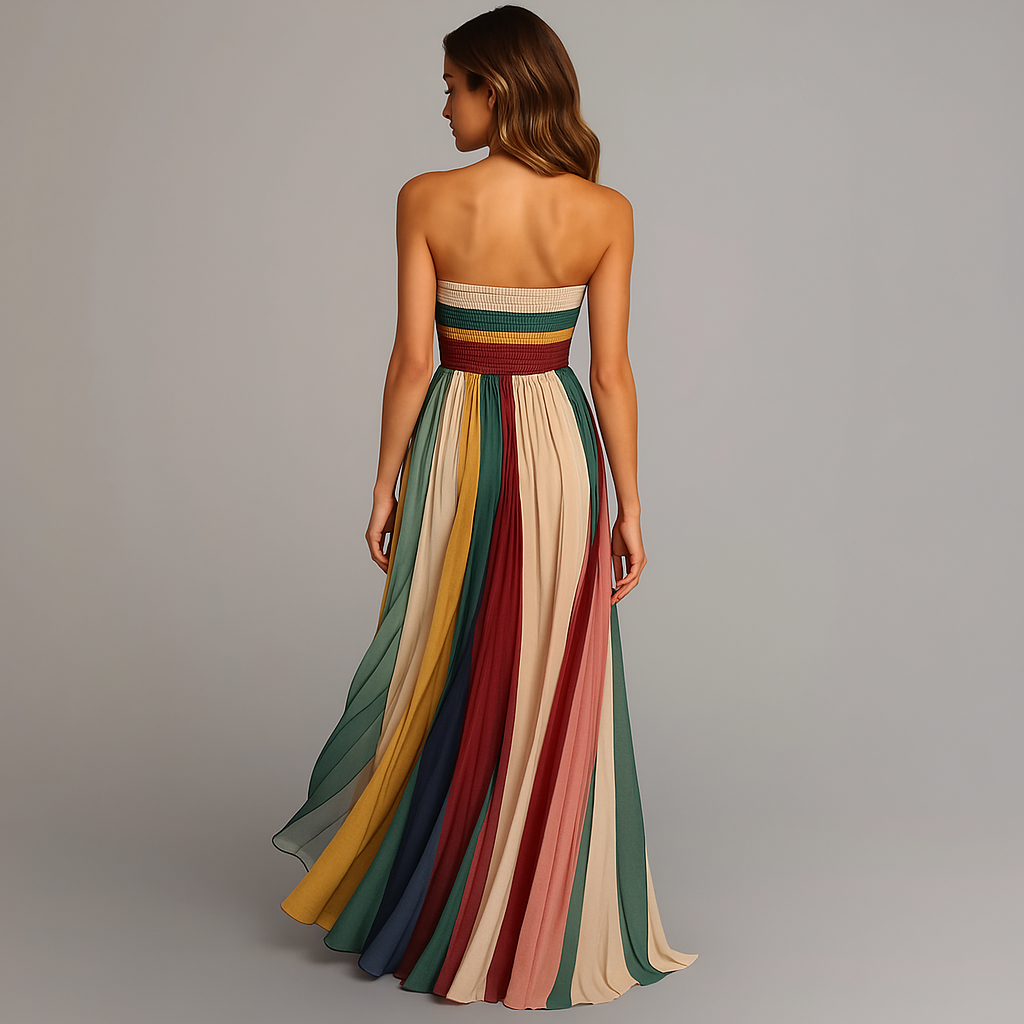 Stratonike Pleated Maxi Strapless Dress